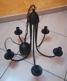 Lampadario rustico nero a sospensione con 5 luci