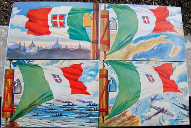 Serie 4 cartoline epoca fascista su tema LA PATRIA