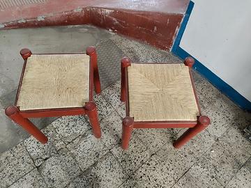 coppia sgabelli legno paglia rossi