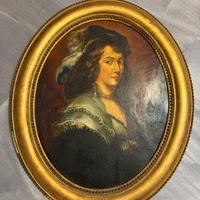 Olio su rame - Ritratto femminile XIX sec.
