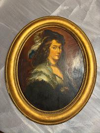 Olio su rame - Ritratto femminile XIX sec.
