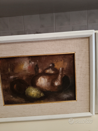 Tre quadri olio su tela + due cornici