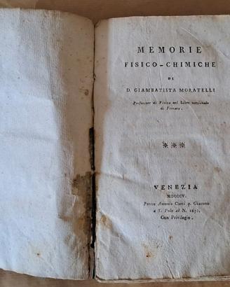 Memorie Fisico Chimiche di G. Moratelli, 1805