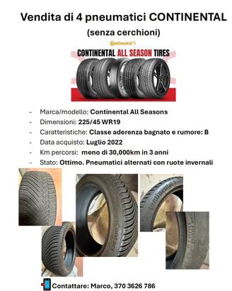 4 gomme - pneumatici CONTINENTAL ALL SEASONS