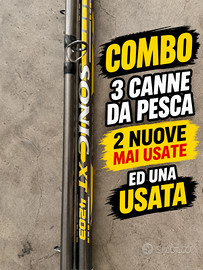 Combo 3 canne da pesca 2 nuove mai usate