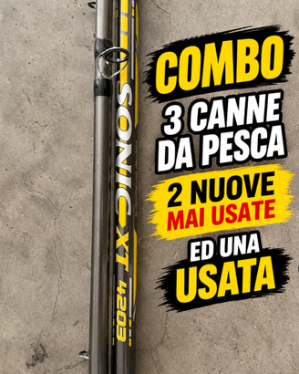 Combo 3 canne da pesca 2 nuove mai usate