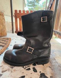 Stivali Biker / Engineer Boots in vera pelle nera