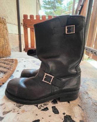Stivali Biker / Engineer Boots in vera pelle nera