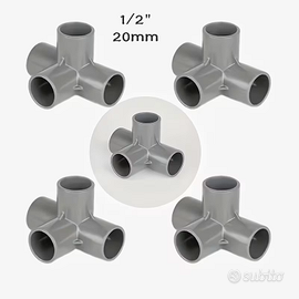 5 pezzi di raccordi a gomito in PVC grigio 19 mm