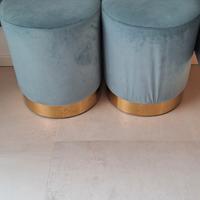 pouf da interno verde acqua di velluto