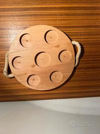 Vassoio Circolare Vintage in Legno