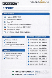 BMW 116 D MSPORT ANNO 2021 KM 96000