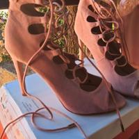 stivaletti camosciati pelle rosa tacchi alti 40