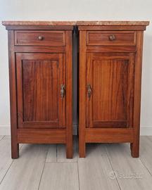 Coppia comodini in legno con piano in marmo