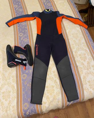 TRIBORD Muta 3/2 mm bambino 500 arancione-blu