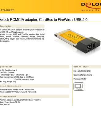 DoLock Adattatore CardBus USB 2.0 & FireWire