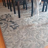 Tappeto damascato toni grigio-nero