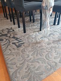 Tappeto damascato toni grigio-nero