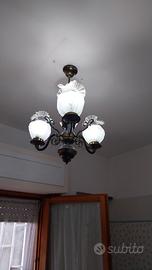  Lampadario in stile Arte Povera. Vetro e Peltro. 