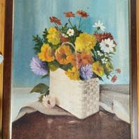 quadro con dipinto a olio su tela, natura morta 