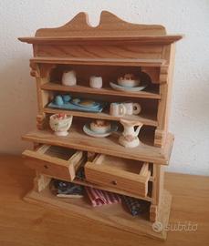 mobiletto credenza in legno per casa bambole 