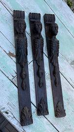 Set 3 antiche mensole in legno intagliato
