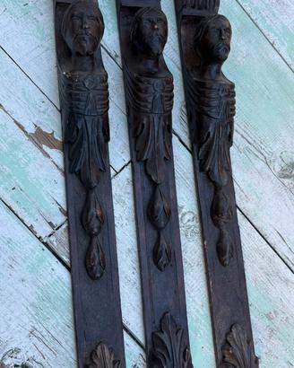 Set 3 antiche mensole in legno intagliato