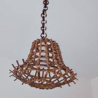 Lampadario in rattan e bambù Louis Sognot