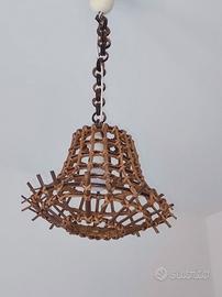 Lampadario in rattan e bambù Louis Sognot