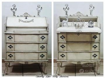 Cassettiera Comoncino con ribalta Shabby Chic