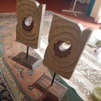Coppia sculture in legno 