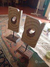 Coppia sculture in legno 
