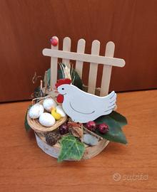 decorazione primavera pasqua Gallina con nido