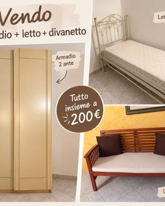 Armadio, letto e divanetto