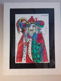 Emanuele luzzati “l’imperatore” disegno anni 70