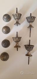4 pigne /terminali d'arredo vintage ottone 301 gr