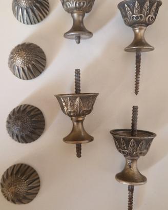 4 pigne /terminali d'arredo vintage ottone 301 gr