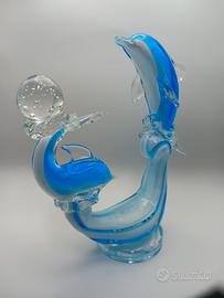 Scultura delfini vetro Murano vintage