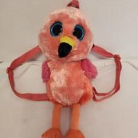 Zainetto peluche occhioni - Fenicottero rosa