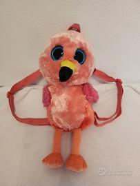 Zainetto peluche occhioni - Fenicottero rosa