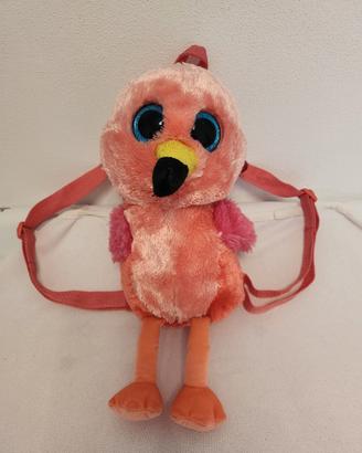 Zainetto peluche occhioni - Fenicottero rosa