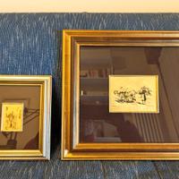 Coppia di quadri, foglia d'oro 23 Kt.