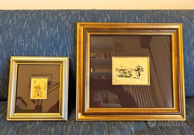 Coppia di quadri, foglia d'oro 23 Kt.