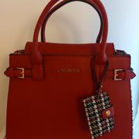 Borsa a mano in pelle CaféNoir rossa 