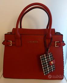 Borsa a mano in pelle CaféNoir rossa 