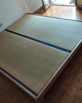 Letto tatami Cinius matrimoniale legno massello