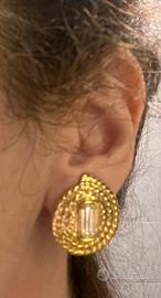 Orecchini vintage, dorati con pietra brillante