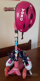 pattini roller , monopattino e casco