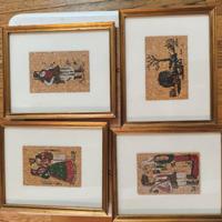 4 Quadri con cornice su sughero arte sarda