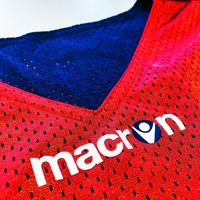 Completo Basket Macron g. L rosso blu reversibile